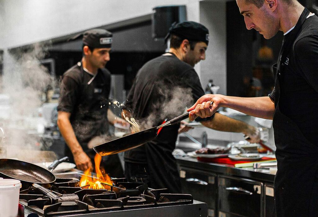 Chefs wearing sustainable workwear